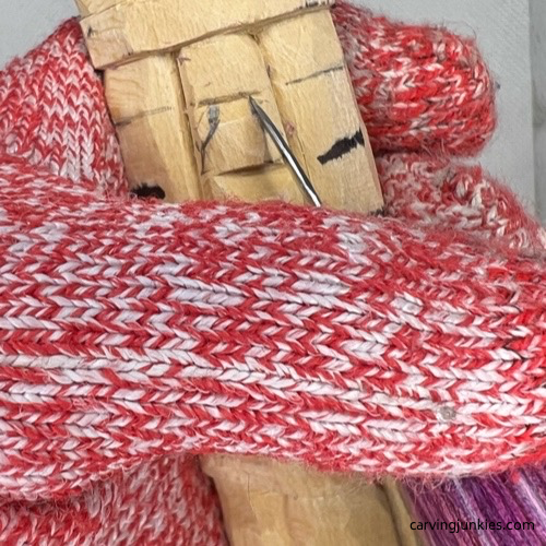 Shaping nose on wood carved asparagus