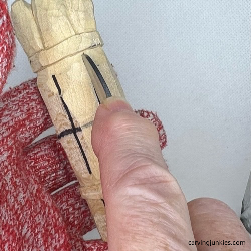 Separating middle ot wood carved asparagus stalks