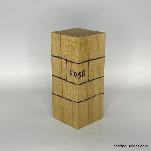 Nose box guidelines for wood carved dog