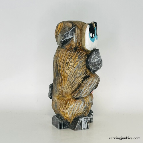 Right view of painted wood carved dog