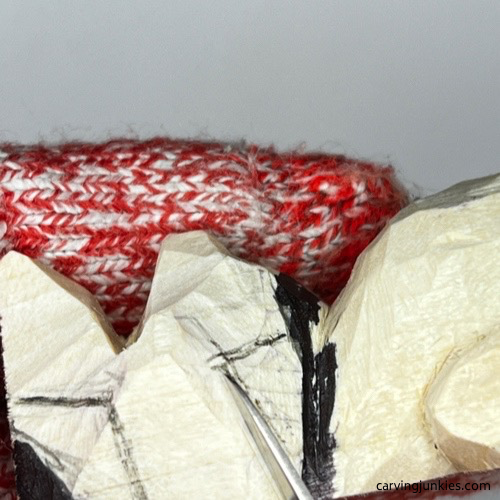 Carving snout of wood carved fox