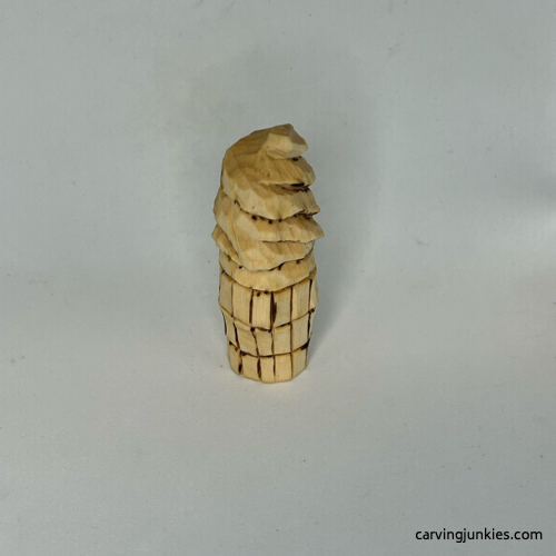 Right view of unfinished wood carved  ice cream cone Right view of painted wood carved ice cream cone