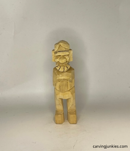 Beard sections drawn on carved old man