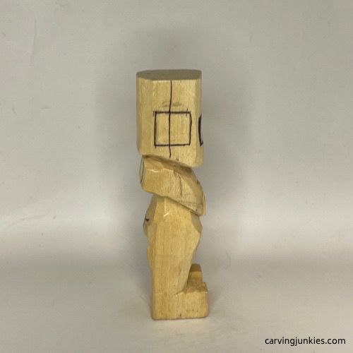 Ear box drawn on carved old man