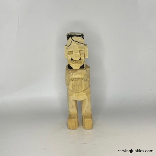 Details drawn on carved old man