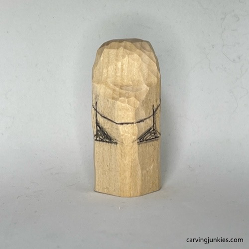 Front hairline of wood carved mermaid