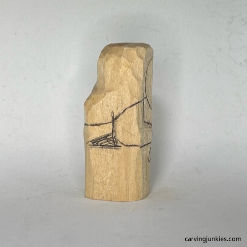 Right view of hairline on wood carved mermaid