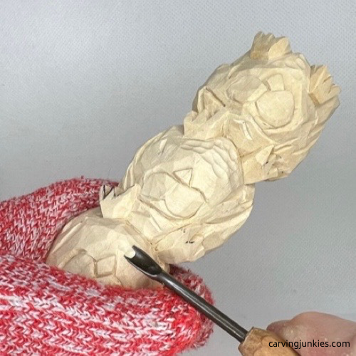 Carving belly of wood carved owl