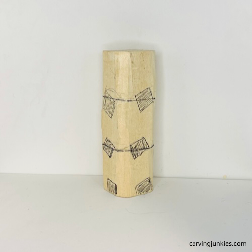 Front guidelines on wood carved owl