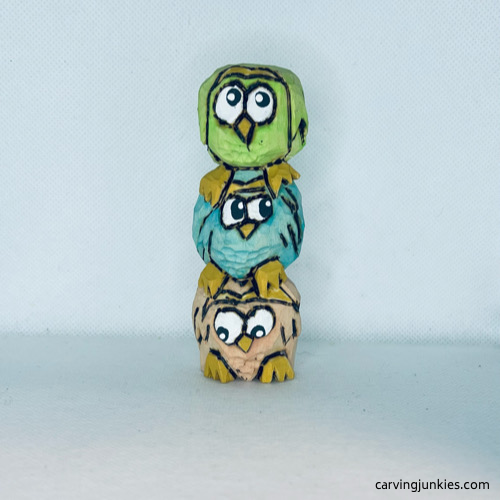 Front of painted wood carved owl