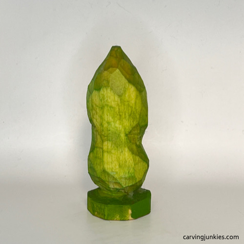 Back side of painted pea pod wood carving Back view of painted pea pod wood carving