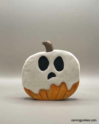 Turn wood into a ghost pumpkin masterpiece easily and quickly Painted wooden ghost pumpkin