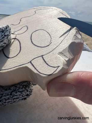 Making a pull cut on wooden pumpkin