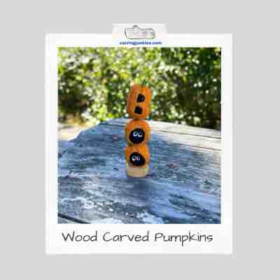 Wood carved pumpkins
