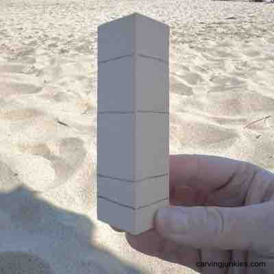 Guidelines to carve a scarecrow from a wood block.