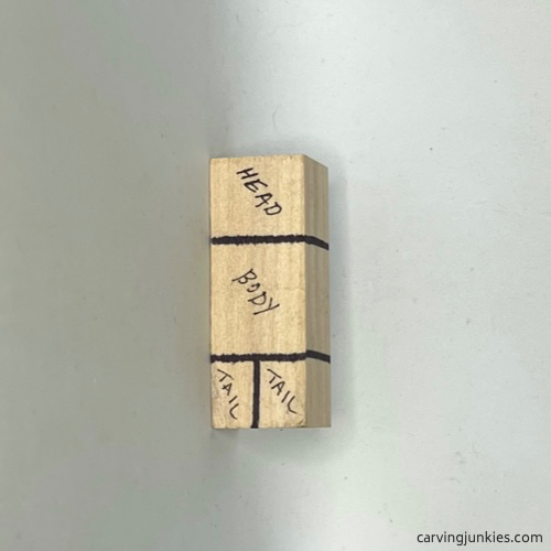 Wood carved seal guidelines from top down