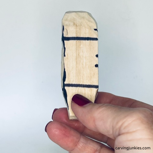 Tick marks on top to help place guidelines on back side of the wood carved seal
