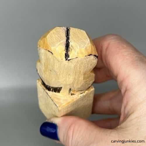 Centerline on wood to guide wood carving a four-leaf clover