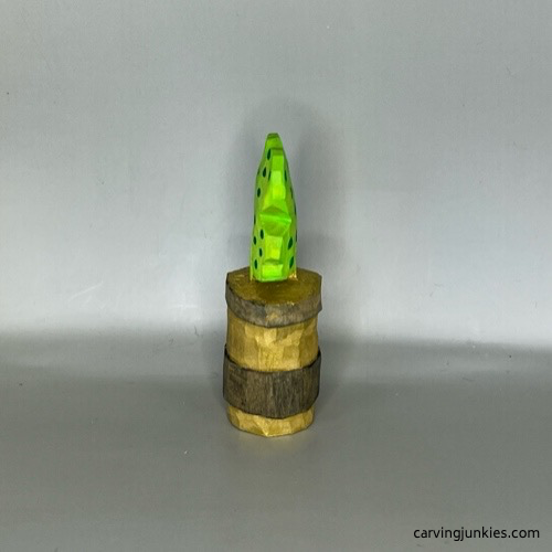 Right view of completed and painted wood carved four-leaf clover