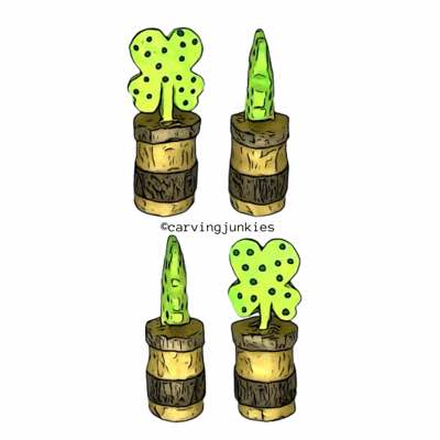 Four-leaf clover wood carving pattern