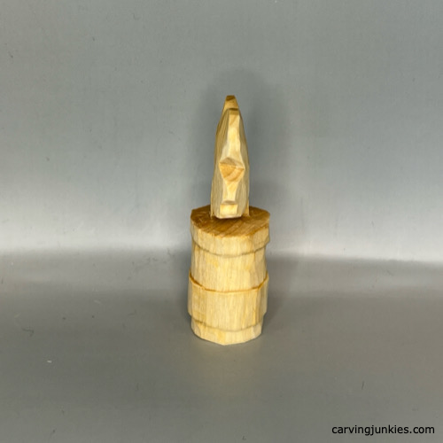 Right view of completed wooden four-leaf clover before painting