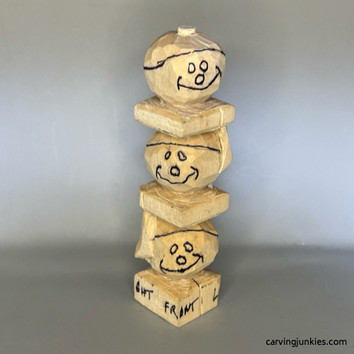 Front details for wood carved snowman