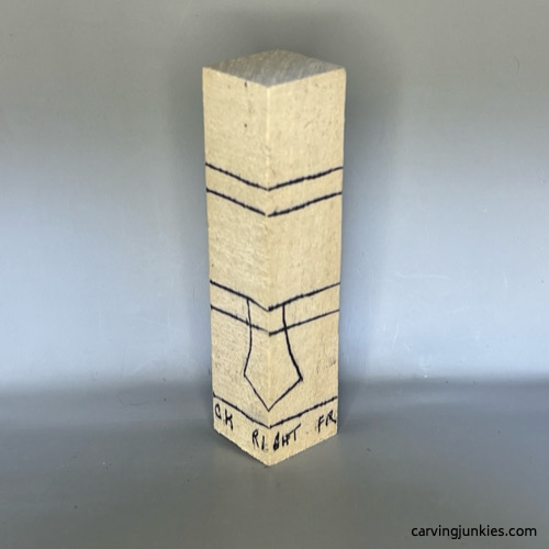 Right view of wood carved snowman guidelines