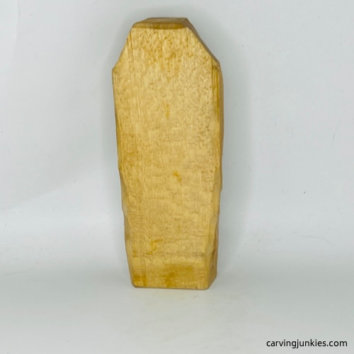 Back of painted wooden vampire carving