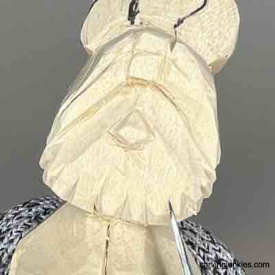 Carving beard on wood carved Viking