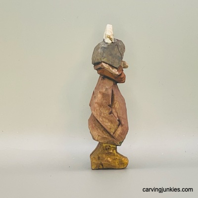 Right view of painted wood carved Viking