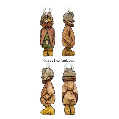 Free color pattern for wood carved Viking