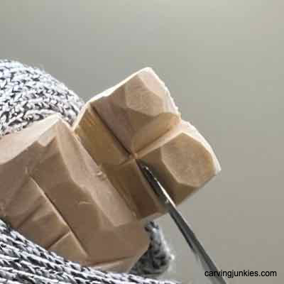 Using stop cut to create Viking’s boots from wood