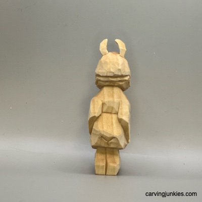 Back view of unpainted wood Viking