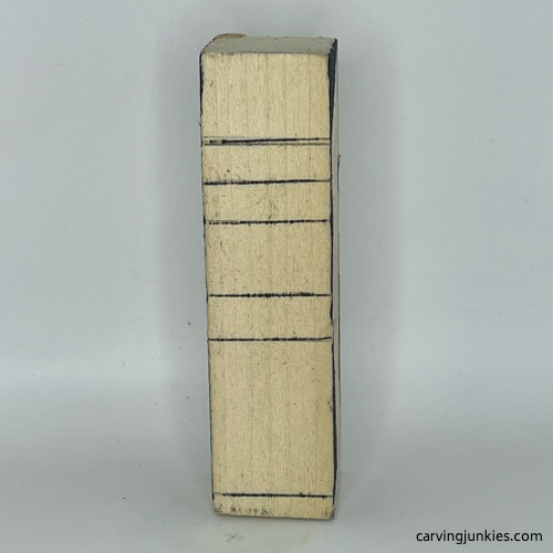 Marked lines for wood carved wizard Guidelines for wood carved wizard