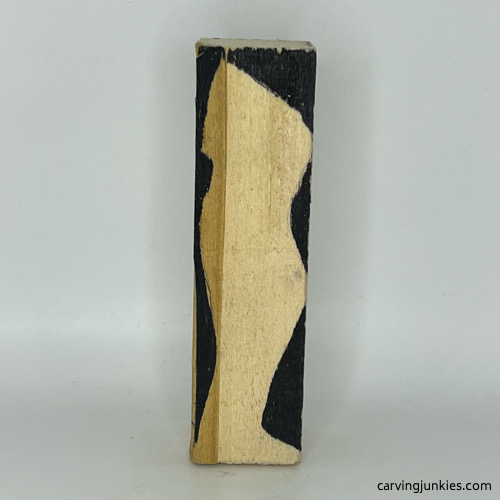 Right side with lines for wood carved wizard Right view of guidelines for wood carved wizard