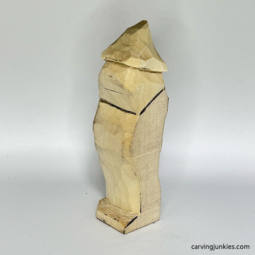 Carved hat on wood carved wizard Shaped hat on wood carved wizard