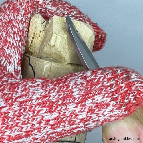 Rounding head on wooden carved dog