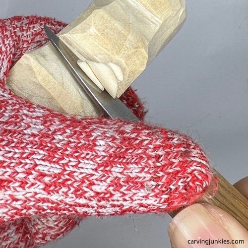 Shaping back on wood carved fox