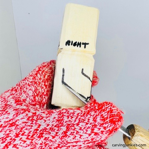 Separating right arm on carved wooden knight