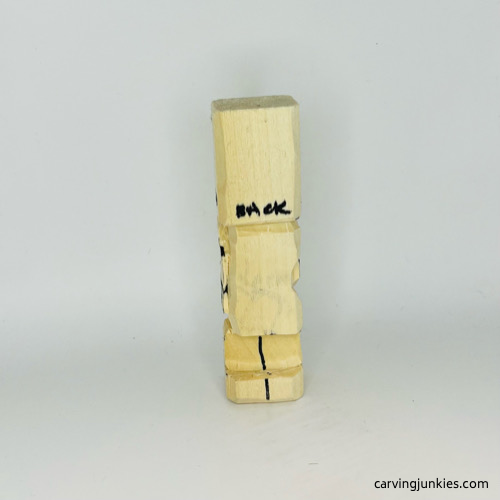 Back progress photo of wooden knight