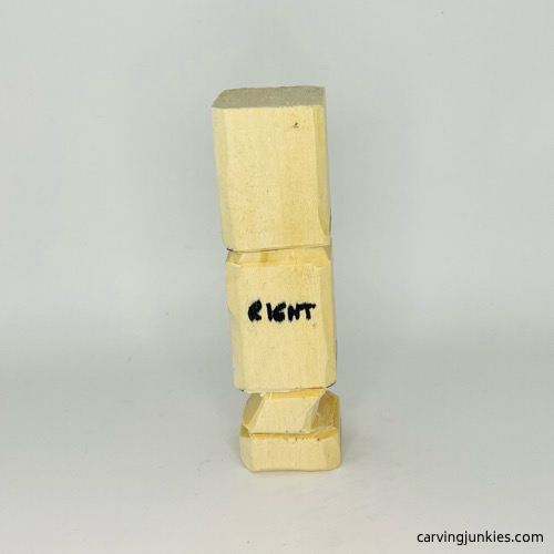 Right legs are carved on wooden knight