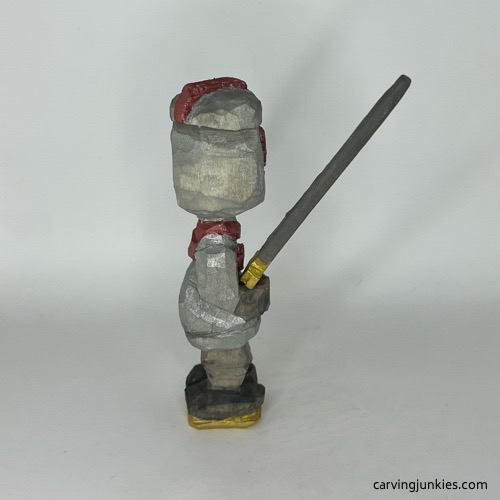 Right view of painted wooden knight