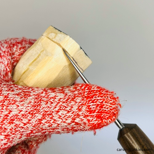 Cutting base on wooden mushroom carving