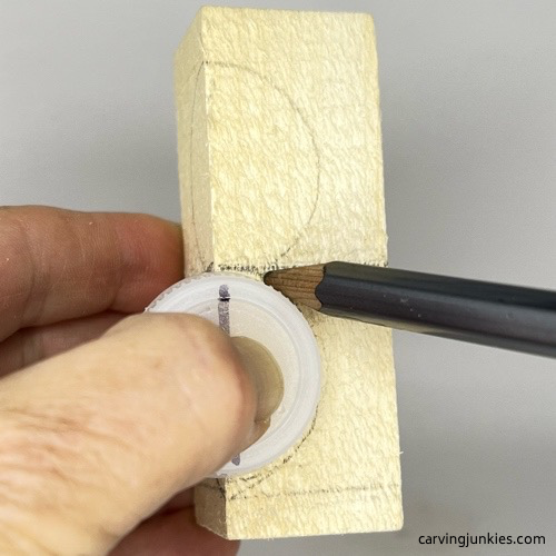 Drawing circles for pea pod wood carving Circle guidelines for pea pod wood carving