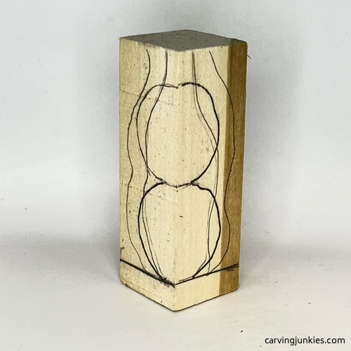 Drawing shape of pea pod wood carving Sketching pea pod wood carving