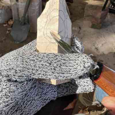 Transform wood into an adorable wooden  turkey with this step-by-step guide! Carving beak on wood carved turkey