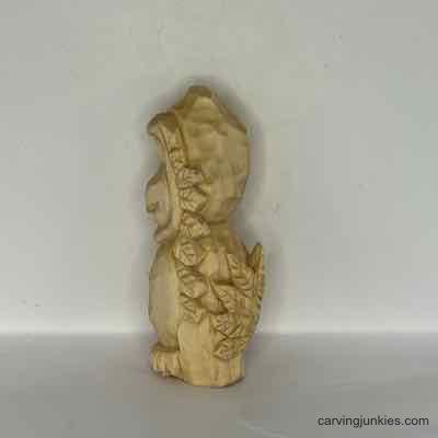 Get creative with a Woden turkey that’s all fun to carve with no fuss! Left view of unpainted wood turkey carving
