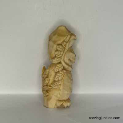 Join in on the fun and learn how to carve a wooden turkey! Right view of unpainted wood turkey carving