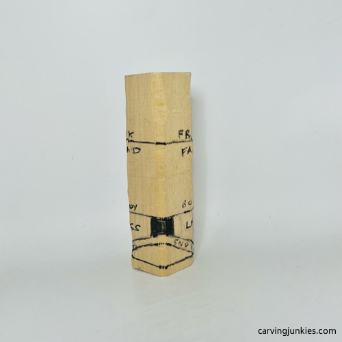 Right view of gnome wood carving guidelines