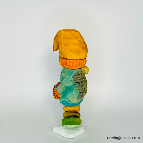 Right side of painted wooden gnome